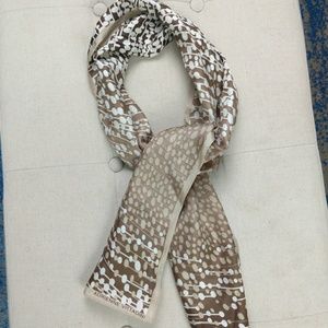 Vintage Adrienne Vittadini silk fashion scarf brown cream circle print